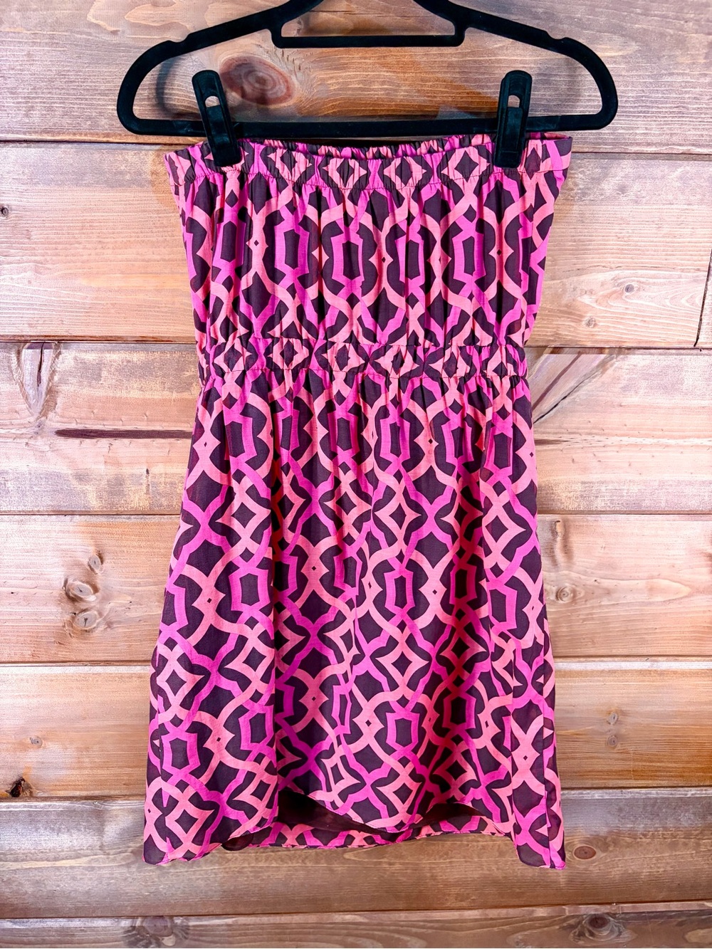 Alice & Trixie Hot Pink and Black Strapless Geometric Dress Size Small - Picture 4 of 6